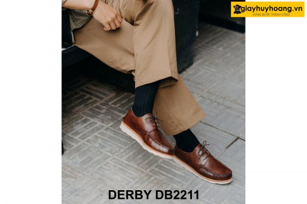 Giày da nam đế bằng màu trắng Derby DB2211 005