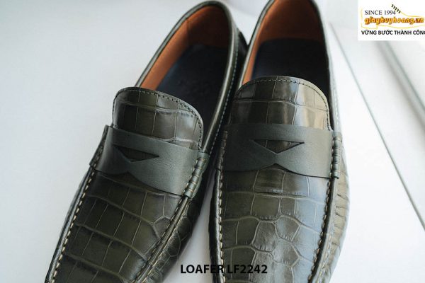 Giày lười nam da cá sấu màu xanh Loafer LF2242 004