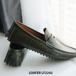 Giày lười nam da cá sấu màu xanh Loafer LF2242 003
