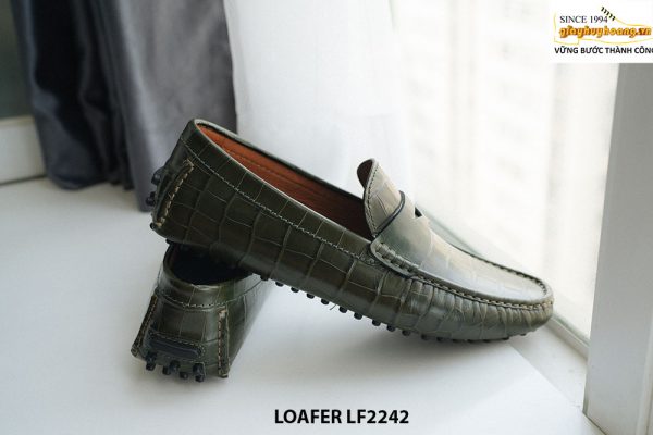 Giày lười nam da cá sấu màu xanh Loafer LF2242 003