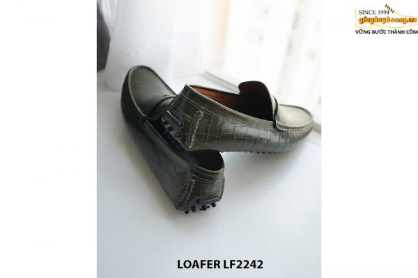 Giày lười nam da cá sấu màu xanh Loafer LF2242 002
