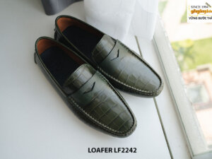 Giày lười nam da cá sấu màu xanh Loafer LF2242 001