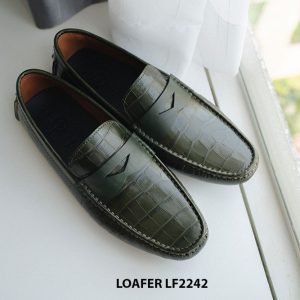 Giày lười nam da cá sấu màu xanh Loafer LF2242 001