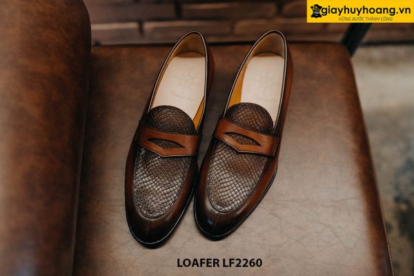 Giày lười nam phối da mũ kỳ đà Loafer LF2260 001