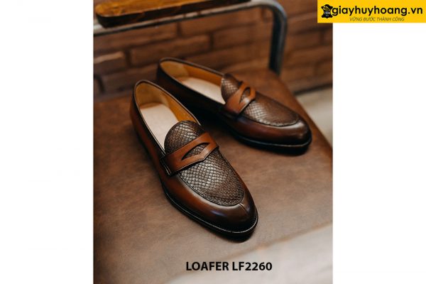 Giày lười nam phối da mũ kỳ đà Loafer LF2260 002