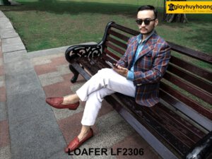 Giày lười nam da bò đan xen thủ công Penny Loafer LF2306 005
