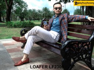 Giày lười nam da bò đan xen thủ công Penny Loafer LF2306 004