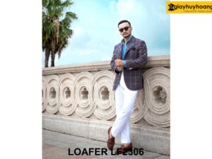 Giày lười nam da bò đan xen thủ công Penny Loafer LF2306 003