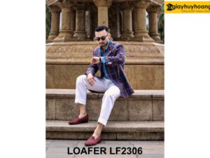 Giày lười nam da bò đan xen thủ công Penny Loafer LF2306 002