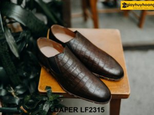 Giày lười nam da bò dập vân cá sấu Loafer LF2315 004