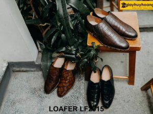 Giày lười nam da bò dập vân cá sấu Loafer LF2315 001