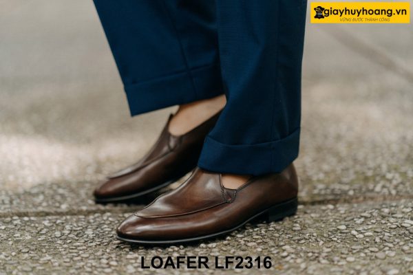Giày lười nam da trơn màu nâu cà phê Loafer LF2316 005