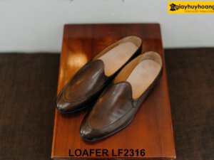 Giày lười nam da trơn màu nâu cà phê Loafer LF2316 001