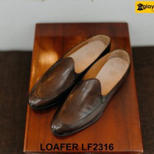 Giày lười nam da trơn màu nâu cà phê Loafer LF2316 001