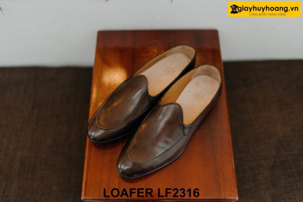 Giày lười nam da trơn màu nâu cà phê Loafer LF2316 001