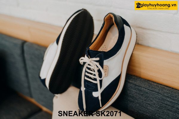Giày da Sneaker nam da lộn đen trắng SK2071 005