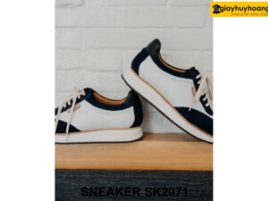 Giày da Sneaker nam da lộn đen trắng SK2071 004