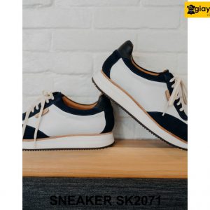 Giày da Sneaker nam da lộn đen trắng SK2071 004