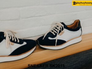 Giày da Sneaker nam da lộn đen trắng SK2071 003