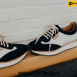 Giày da Sneaker nam da lộn đen trắng SK2071 003