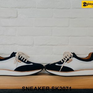 Giày da Sneaker nam da lộn đen trắng SK2071 002