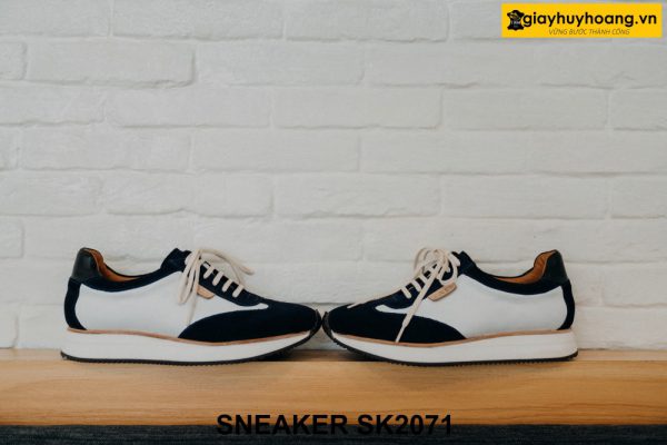 Giày da Sneaker nam da lộn đen trắng SK2071 002