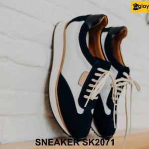 Giày da Sneaker nam da lộn đen trắng SK2071 001