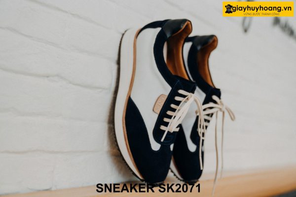 Giày da Sneaker nam da lộn đen trắng SK2071 001
