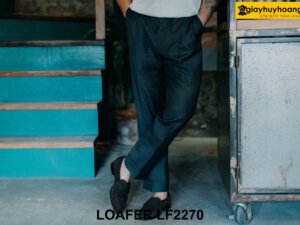 Giày lười nam thời trang da lộn màu nâu Loafer LF2270 004