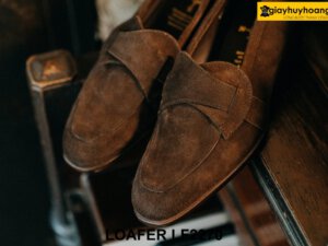 Giày lười nam thời trang da lộn màu nâu Loafer LF2270 001