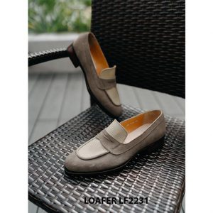 Giày lười nam da lộn màu xám thời trang Loafer LF2231 003
