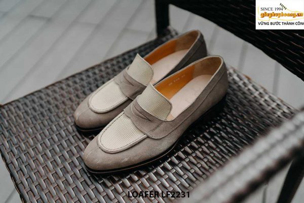 Giày lười nam da lộn màu xám thời trang Loafer LF2231 001