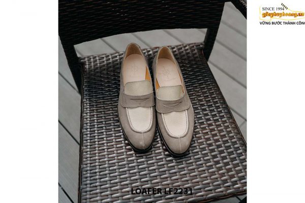 Giày lười nam da lộn màu xám thời trang Loafer LF2231 002