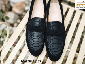 Giày lười nam da lộn màu đen hàng hiệu Loafer LF2235 001