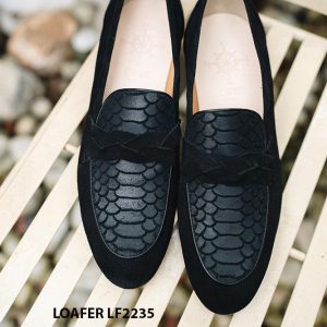 Giày lười nam da lộn màu đen hàng hiệu Loafer LF2235 001