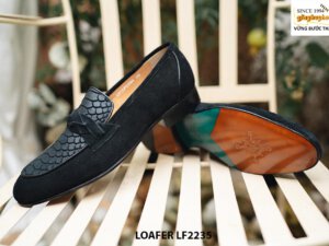 Giày lười nam da lộn màu đen hàng hiệu Loafer LF2235 004