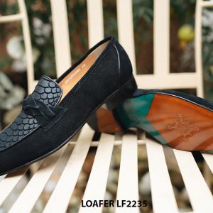 Giày lười nam da lộn màu đen hàng hiệu Loafer LF2235 004