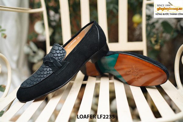 Giày lười nam da lộn màu đen hàng hiệu Loafer LF2235 004