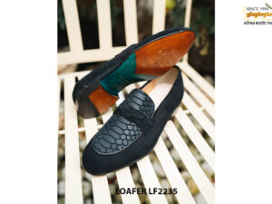 Giày lười nam da lộn màu đen hàng hiệu Loafer LF2235 003