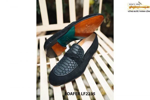 Giày lười nam da lộn màu đen hàng hiệu Loafer LF2235 003