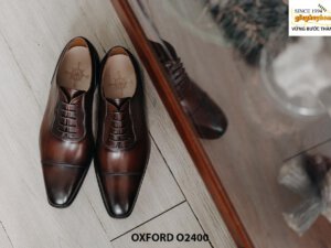 Giày da nam buộc dây mũi dài Oxford O2400 001