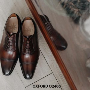 Giày da nam buộc dây mũi dài Oxford O2400 001
