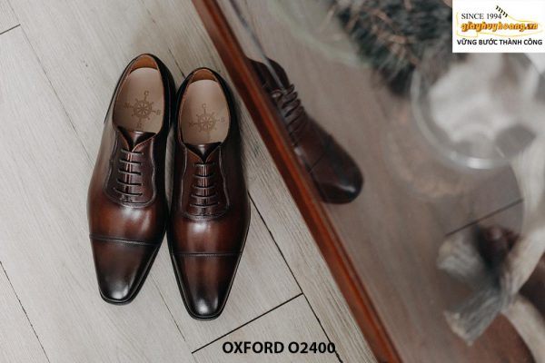 Giày da nam buộc dây mũi dài Oxford O2400 001