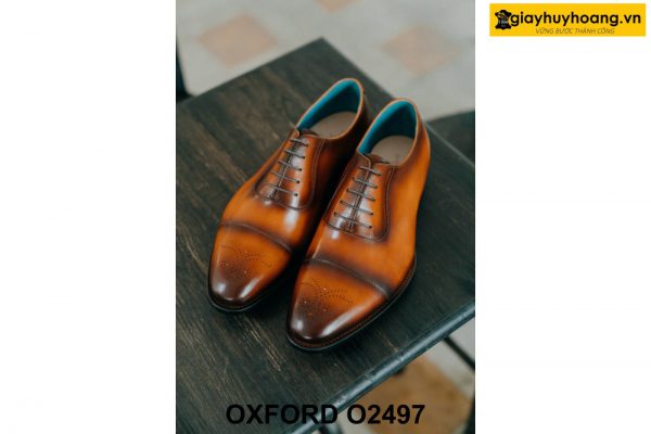 Giày da nam đế da bò dấu chỉ khâu Oxford O2497 002