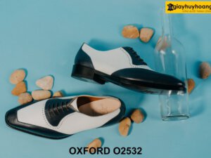 Giày da nam phối da trắng đen thời trang Oxford O2532 001