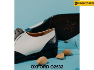 Giày da nam phối da trắng đen thời trang Oxford O2532 005