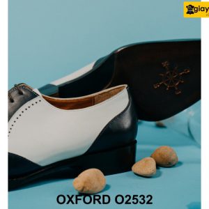 Giày da nam phối da trắng đen thời trang Oxford O2532 005