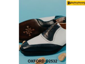 Giày da nam phối da trắng đen thời trang Oxford O2532 004