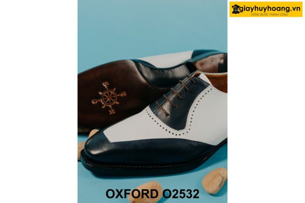 Giày da nam phối da trắng đen thời trang Oxford O2532 004