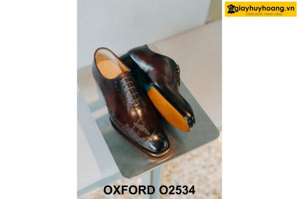 Giày da nam khắc tranh laser trên da bò Oxford O2534 003